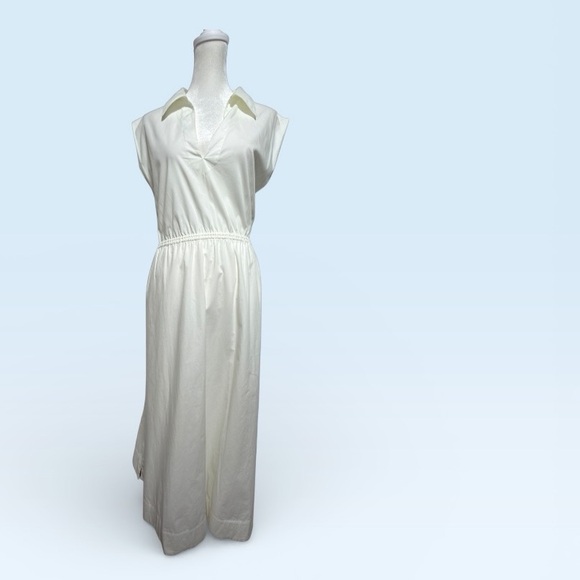 NWT Rag & Bone Joan Poplin Back Cutout Maxi Dress Ivory White Cotton Size L - Picture 2 of 12